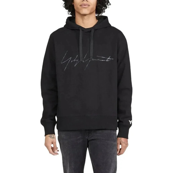 Y-3 Yohji Yamamoto Adidas Signature Logo Pullover Hoodie Black XS - Picture 2 of 6